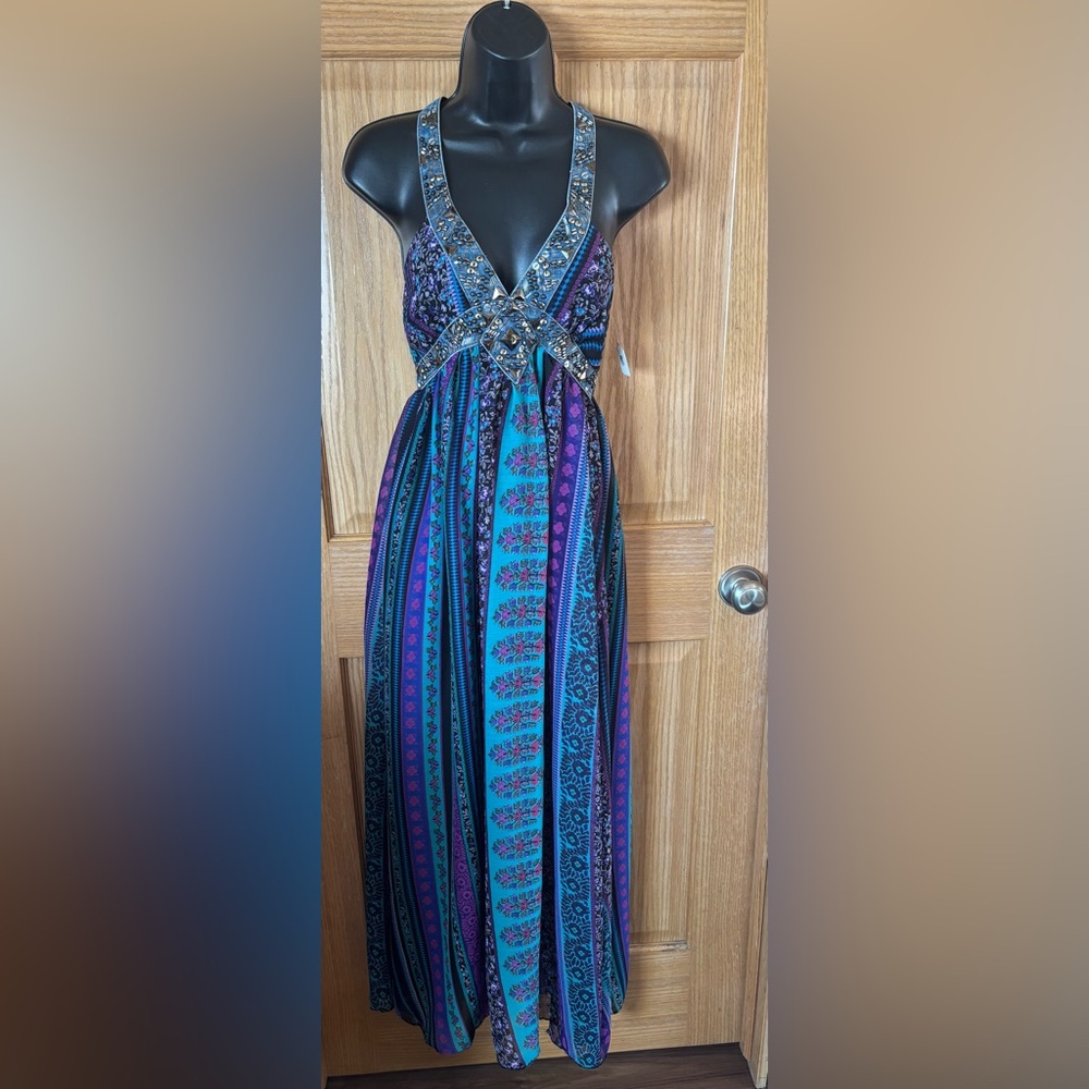 12. Jaune Rouge western bohemian halter dress 16-19.5” PTP